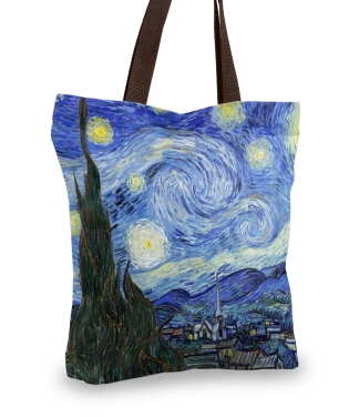 tamsiai mėlynas pirkinių krepšys van gogh