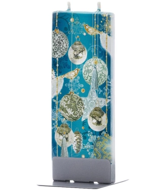 rankų darbo dekoruota kalėdinė žvakė