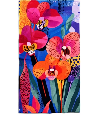 rankšluostis su spauda gėlės orchidėjos