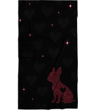 juodas rankšluostis su juodu prancūzų buldogu