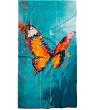 mėlynas rankšluostis ir drugelis