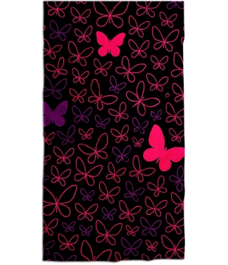 juodas ranksluostis su drugeliais