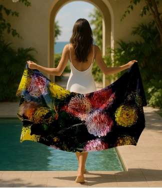 vasariškas rankšluostis gėlėtas interjere