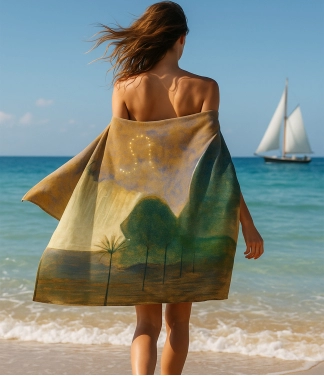 paplūdimio rankšluostis su mergina zodiakai liūtas