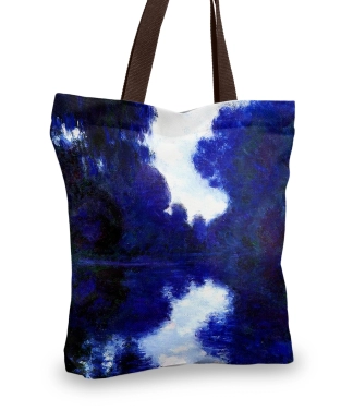 tamsiai mėlyna moteriška rankinė peizažas