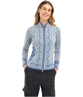 kardiganas moterims merino vilna šviesiai mėlynas