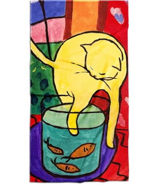 rankšluostis katinas geltonas