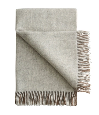 kokybiškas vilnonis pledas šviesiai rudas