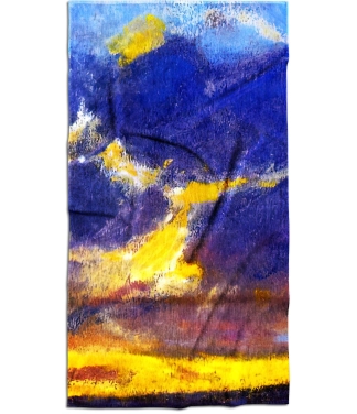 rankšluostis su spauda saulėlydis