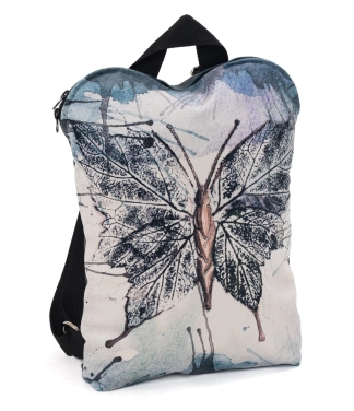 didelė kuprinė moterims šviesi su drugeliu