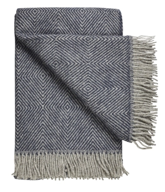 lovos užtiesalas vilnonis mėlynas rudas rombai