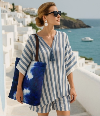 stilingas moteriškas krepšys mėlyna balta