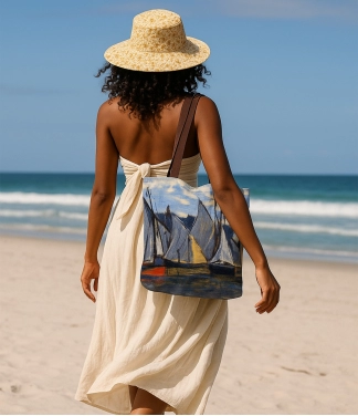 rankinė krepšys marinistinis stilius su laivais