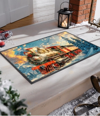 kalėdinis durų kilimėlis kalėdinis traukinys