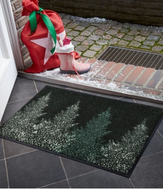kilimelis namams wash&dry tamsiai zalias su eglemis