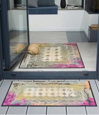 duru kilimėlis namams raštuotas rausvas