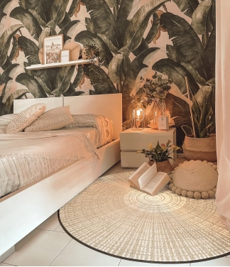 sviesios spalvos apvalus kilimas namams