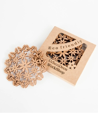 mediniai padėkliukai rinkinys su gėlėmis O2