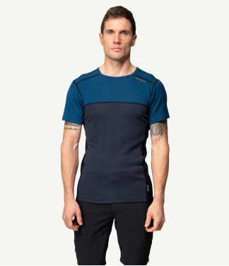 Devold merino palaidinė vyrams trumpos rankovės mėlyna spalva