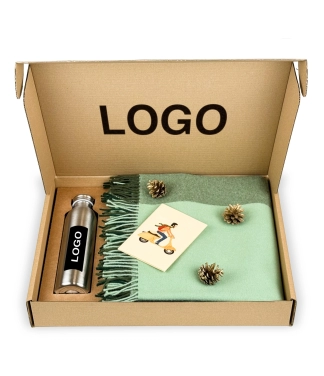 Verslo dovanos rinkinys: Merino pledas ir gertuvė