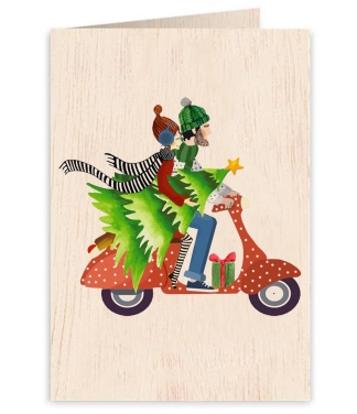 kalėdinis medinis atvirukas su sveikinimu