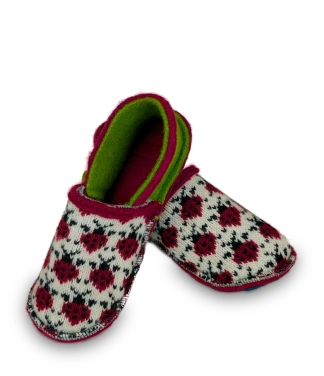 šlepetės moterims vilnonės su boružėlėmis