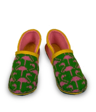 moteriškos šlepetės su flamingais