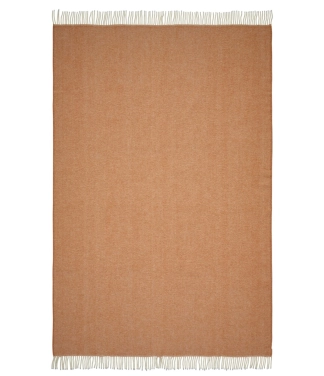 Vilnas pleds ar bārkstīm oranžā baltā krāsā