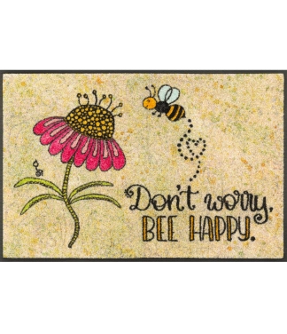 Durvju paklājiņš ar ziedu Don't worry Be Happy