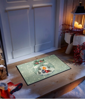 Mazgājams Ziemassvētku durvju paklājiņš Snow Globe