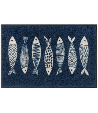 Tumši zils durvju paklājs Fish Tango