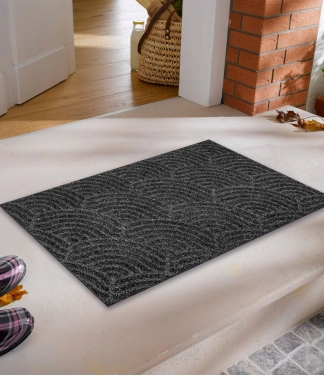 Mazgājams durvju paklājs Waves Dark Grey