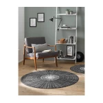 Juodi apvalūs kilimai interjere 3