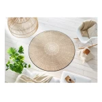 Apvalūs kilimai smėlio spalvos interjere 3