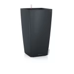 pilkas plastikinis vazonas lechuza