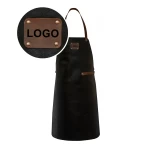 Personalizēts ādas priekšauts ar logotipu Black