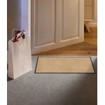 beige spalvos durų kilimėlis interjere