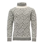 Stilingas vilnonis megztinis vyrams pilka balta