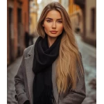 Sieviešu Šalle Baby Alpaca Black