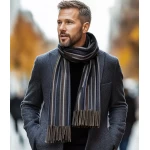 Vīriešu šalle baby alpaca Blue Stripes