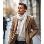 Baltas vilnonis salikas vyrams 4