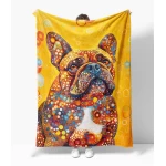 Spalvingas flisinis pledas Prancūzų buldogas