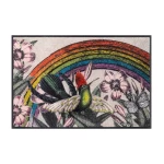 skalbiamas durų kilimėlis vaivorykštė, paukštis