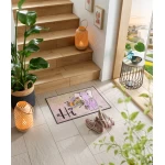 durų kilimėlis prie durų su drambliuku ir gėlėmis 1