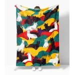 Flisinis pledas su spalvotų kačių raštu