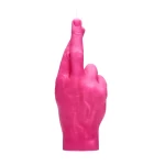 Ar rokām darināta svece Crossed Fingers Pink
