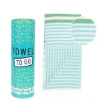 žalias paplūdimio rankšluostis dryžuotas