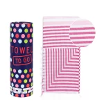 rožinis paplūdimio rankšluostis dryžuotas