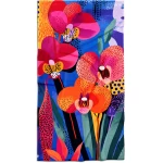 rankšluostis su spauda gėlės orchidėjos