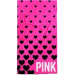 rožinis paplūdimio rankšluostis su užrašu